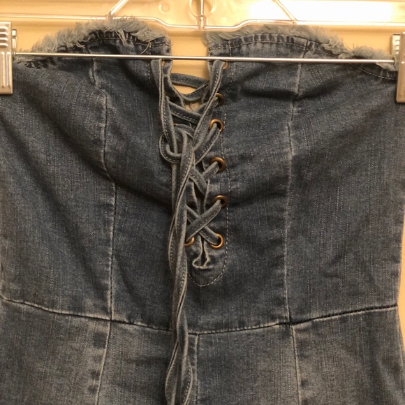 Blue Jean strapless romper jumpsuit playsuit - Picture 2 of 3